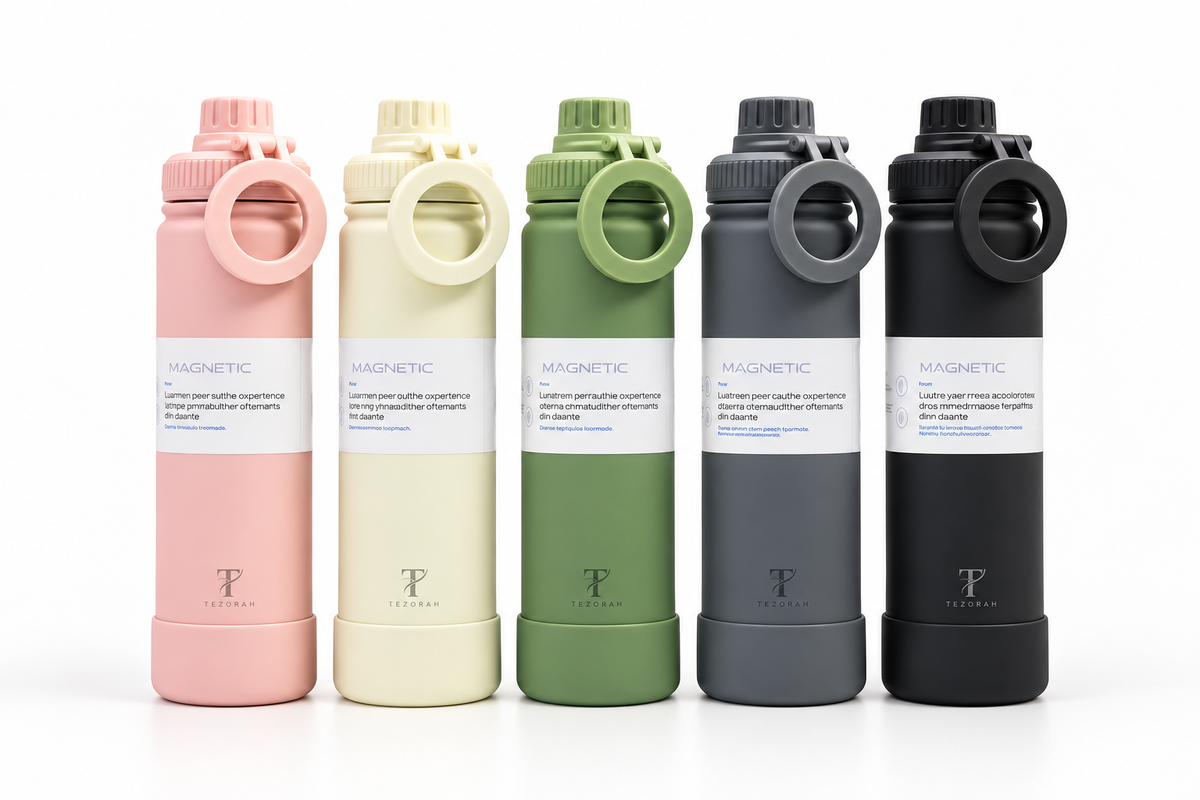 TEZORAH 750ml Stainless Steel Vacuum Insulated Water Bottle with Magnetic Phone Holder | Hot & Cold Flask | 5 Colours