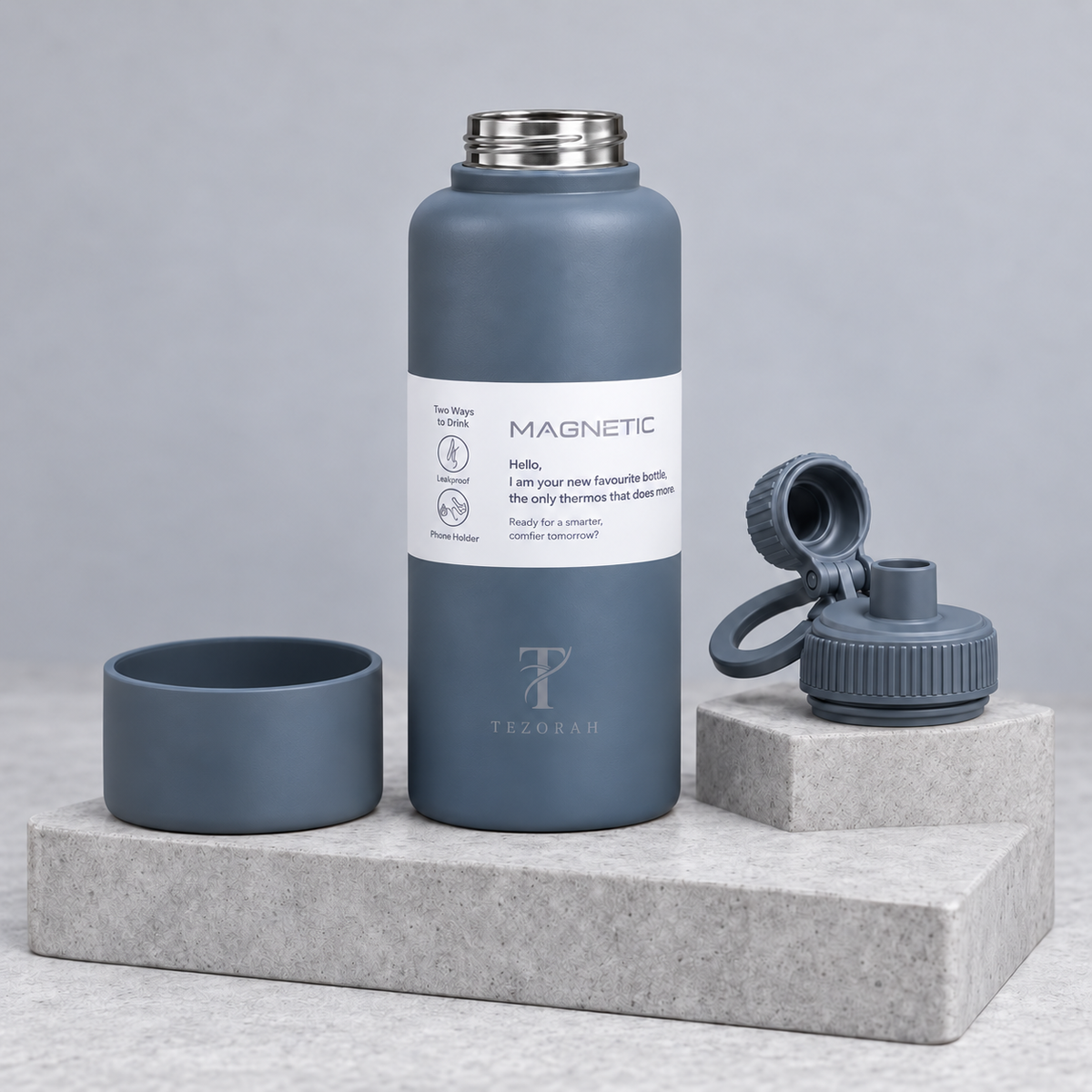 TEZORAH 950ml Magnetic Phone-Holder Bottle