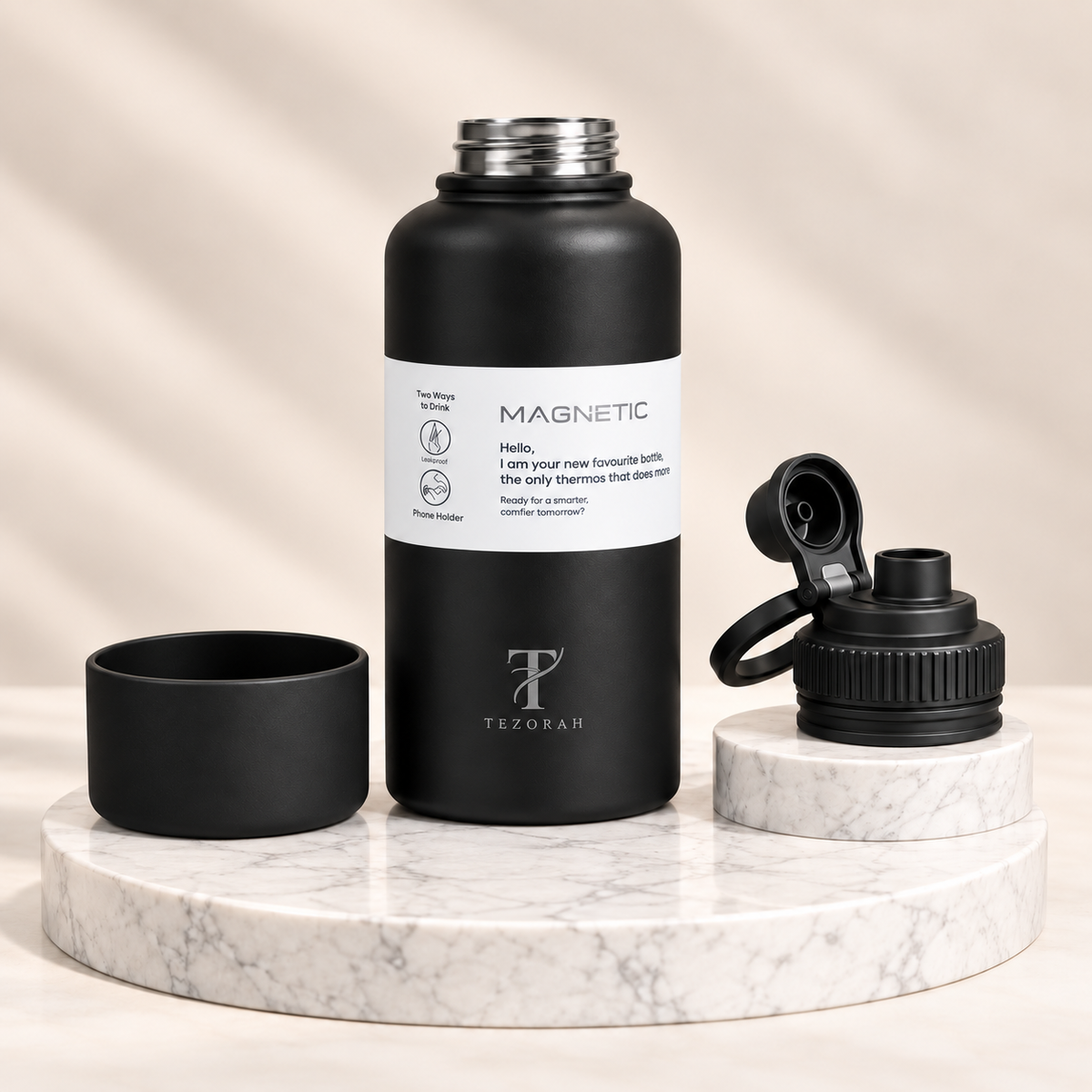 TEZORAH 950ml Magnetic Phone-Holder Bottle
