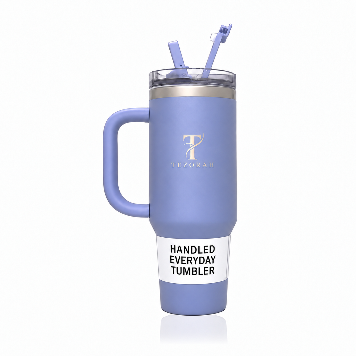 TEZORAH 40oz Vacuum-Insulated Drinkware Tumbler with Handle and Straw