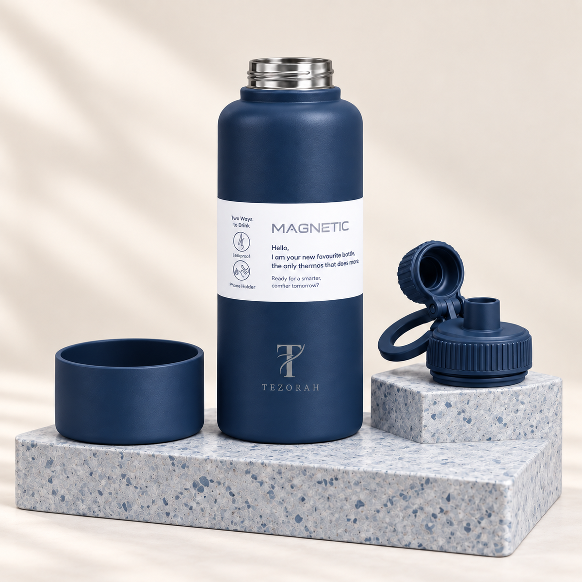 TEZORAH 950ml Magnetic Phone-Holder Bottle