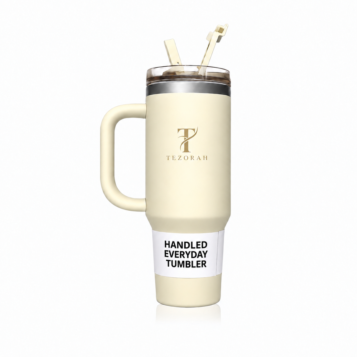 TEZORAH 40oz Vacuum-Insulated Drinkware Tumbler with Handle and Straw