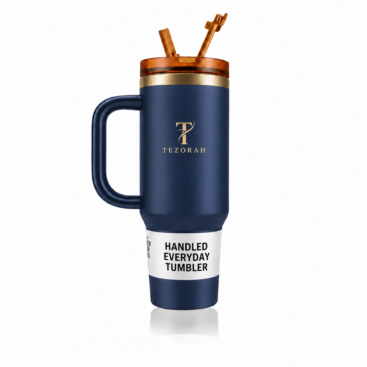 TEZORAH 40oz Vacuum-Insulated Drinkware Tumbler with Handle and Straw