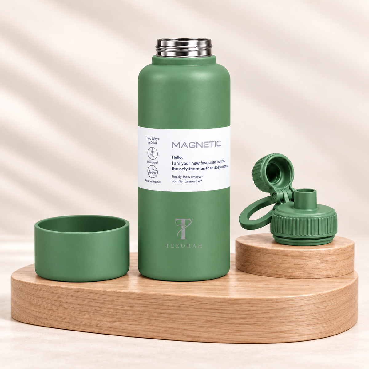 TEZORAH 950ml Magnetic Phone-Holder Bottle