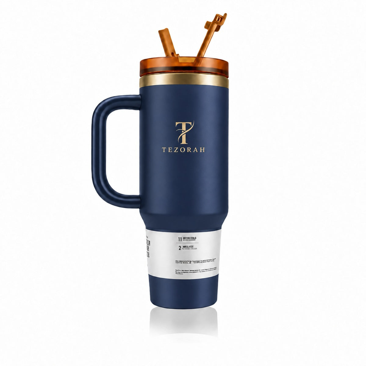 TEZORAH 40oz Vacuum-Insulated Drinkware Tumbler with Handle and Straw