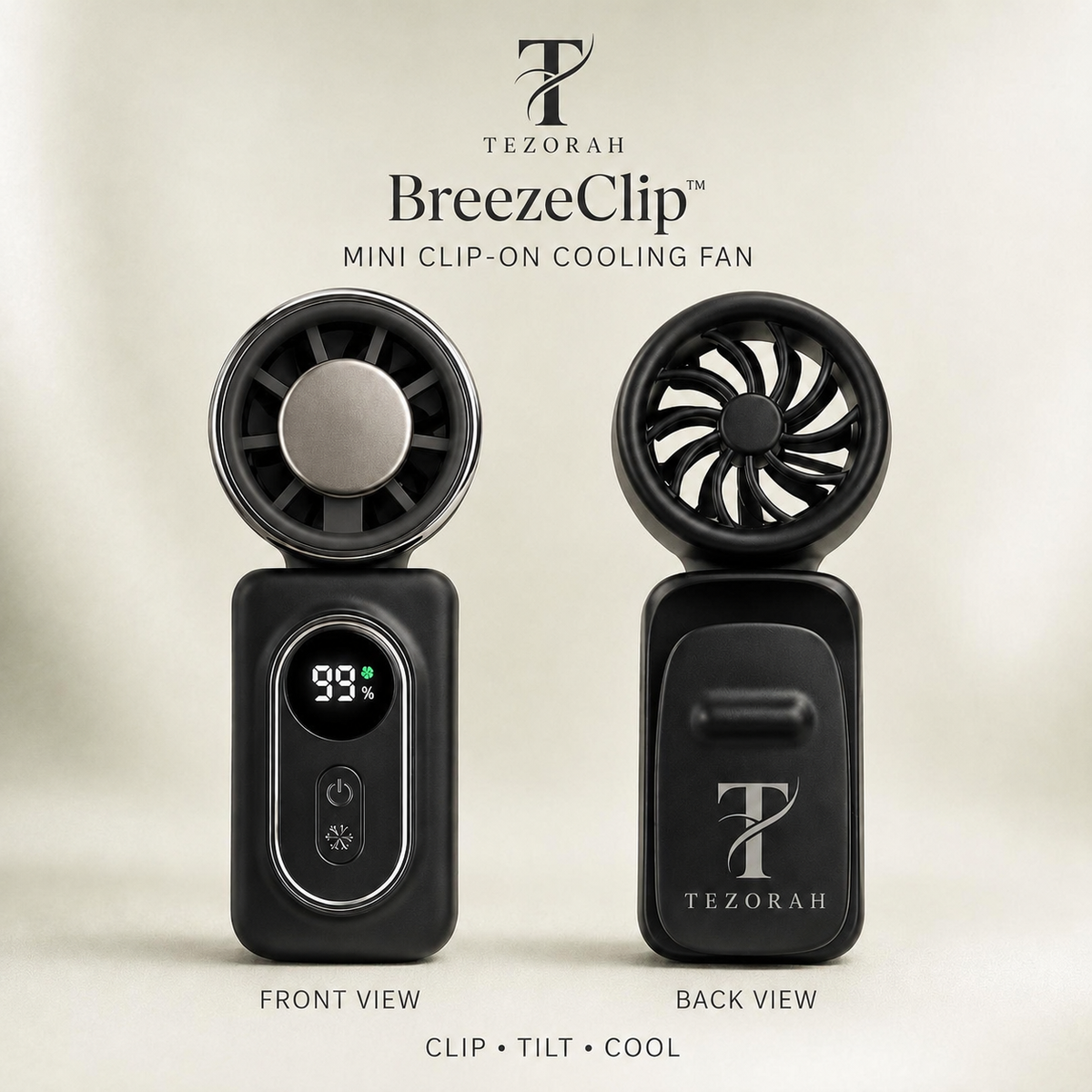 TEZORAH BreezeClip™ Mini Clip-On Cooling Fan
