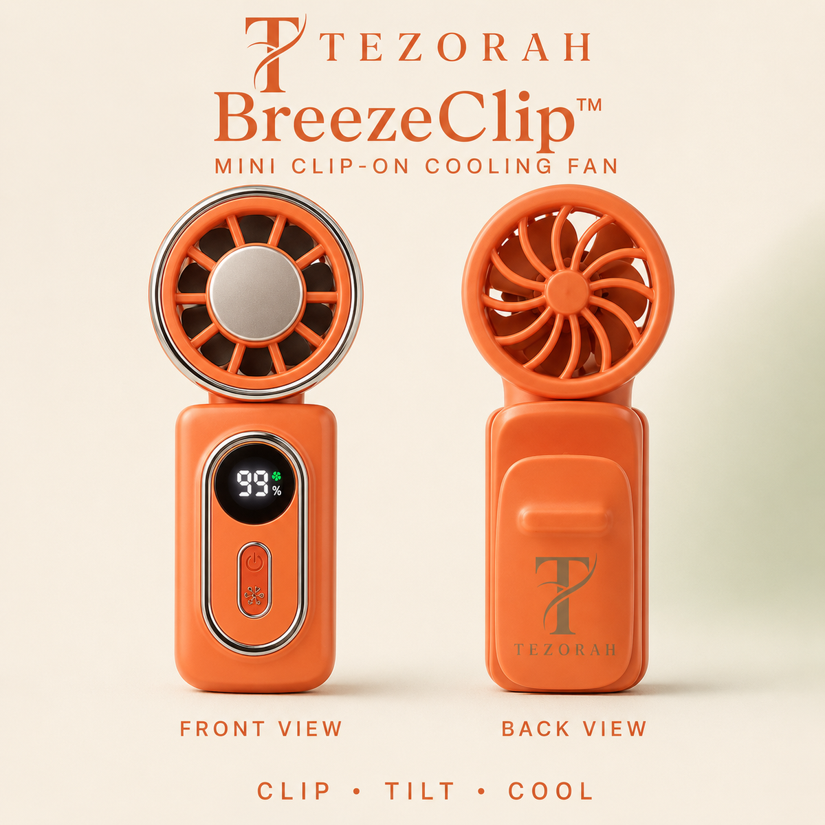 TEZORAH BreezeClip™ Mini Clip-On Cooling Fan