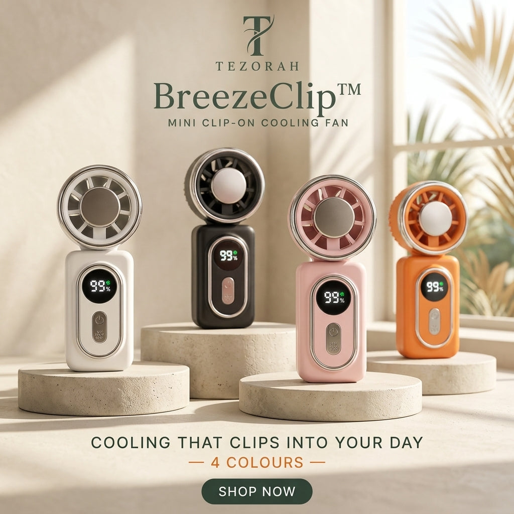 TEZORAH BreezeClip™ Mini Clip-On Cooling Fan