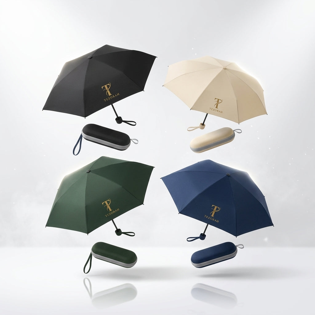 TEZORAH PocketShield™ Ultra-Mini Umbrella with Protective Zip Case