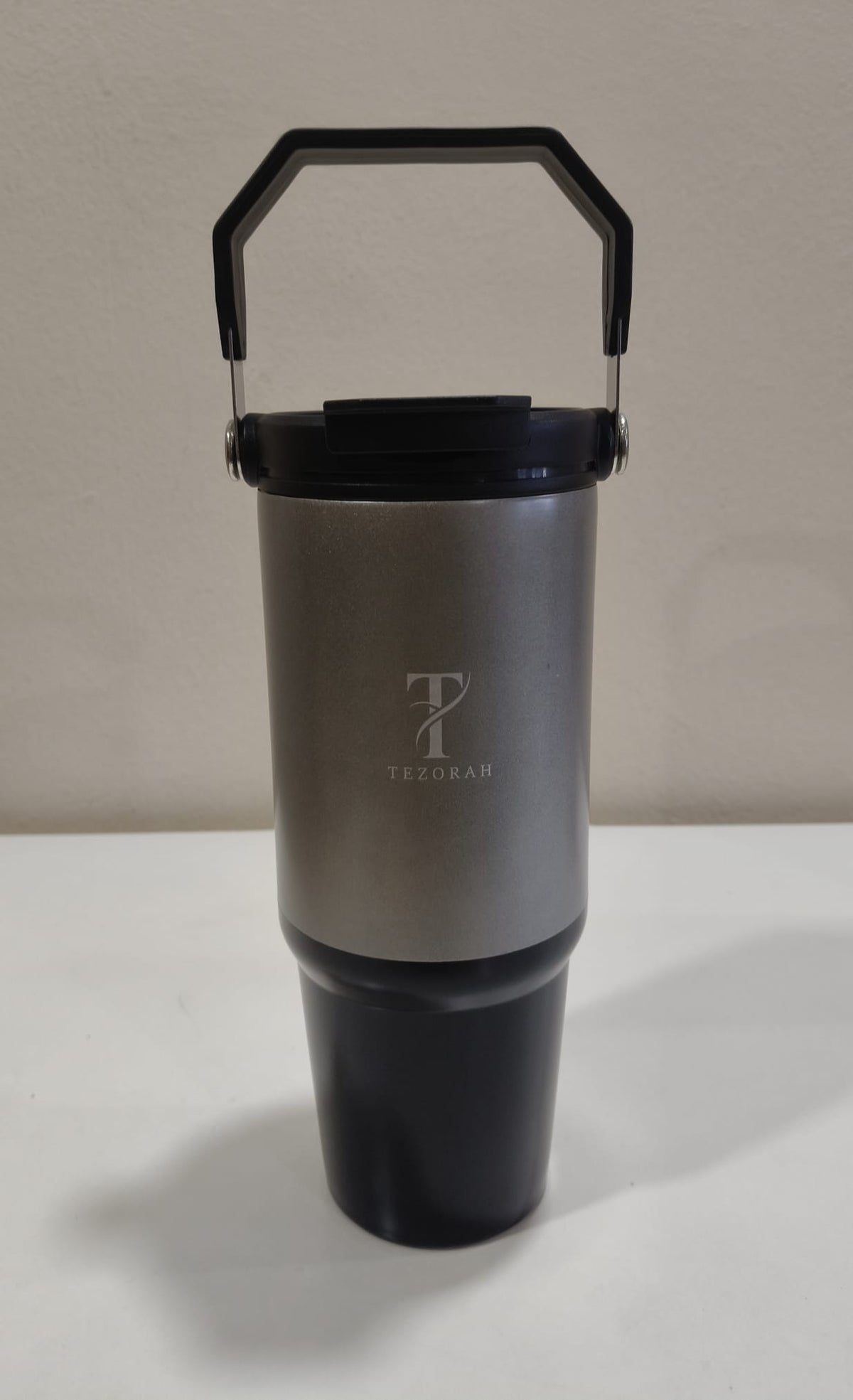 TEZORAH Dual Drink Carry Tumbler 900ml | Stainless Steel Vacuum Insulated | Foldable Carry Handle | Box Included