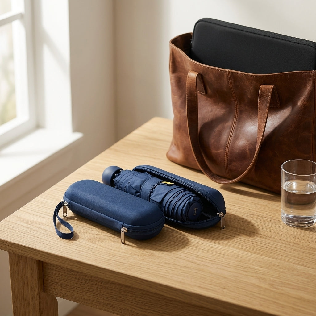 TEZORAH PocketShield™ Ultra-Mini Umbrella with Protective Zip Case