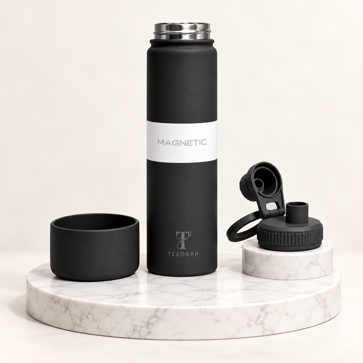 TEZORAH 750ml Stainless Steel Vacuum Insulated Water Bottle with Magnetic Phone Holder | Hot & Cold Flask | 5 Colours