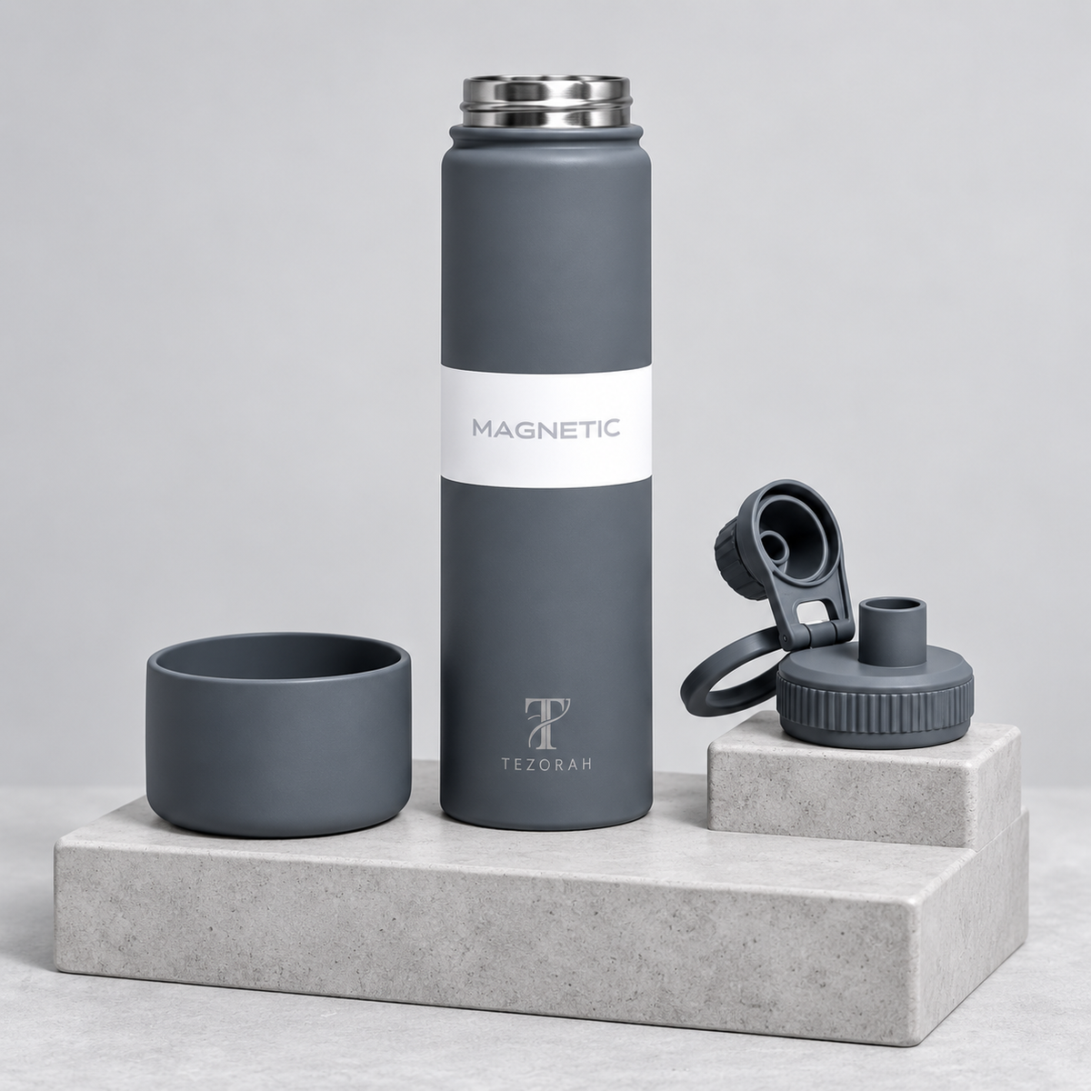 TEZORAH 750ml Stainless Steel Vacuum Insulated Water Bottle with Magnetic Phone Holder | Hot & Cold Flask | 5 Colours