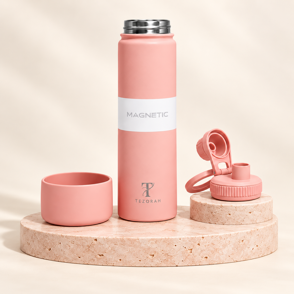 TEZORAH 750ml Stainless Steel Vacuum Insulated Water Bottle with Magnetic Phone Holder | Hot & Cold Flask | 5 Colours